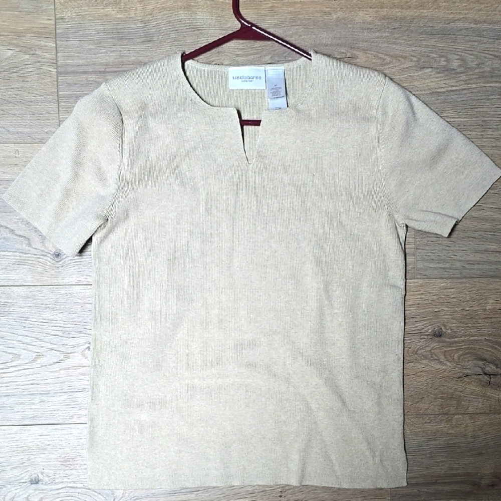Beige Short Sleeve Sweater